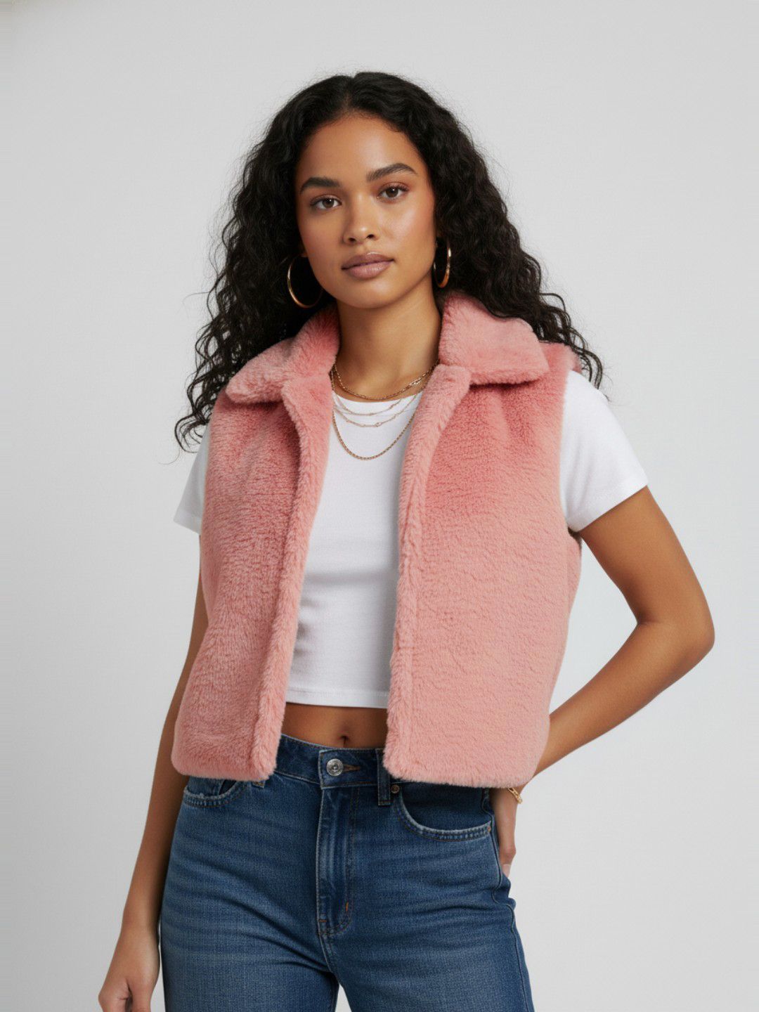 glitchez Faux Fur Spread Collar Gilet Jacket-picture-15