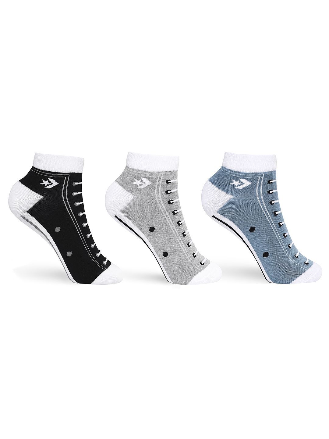 Converse Patterned Pack of 3 Ankle Length Socks-picture-43