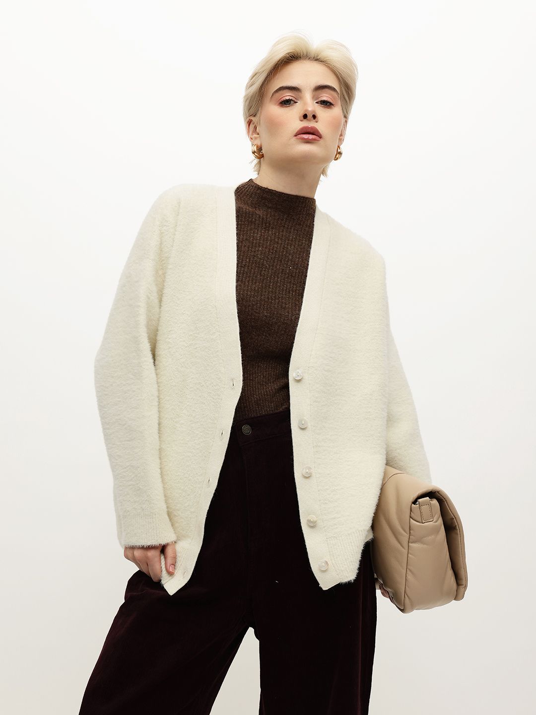 MANGO V-Neck Faux-Fur Knitted Cardigan-picture-11