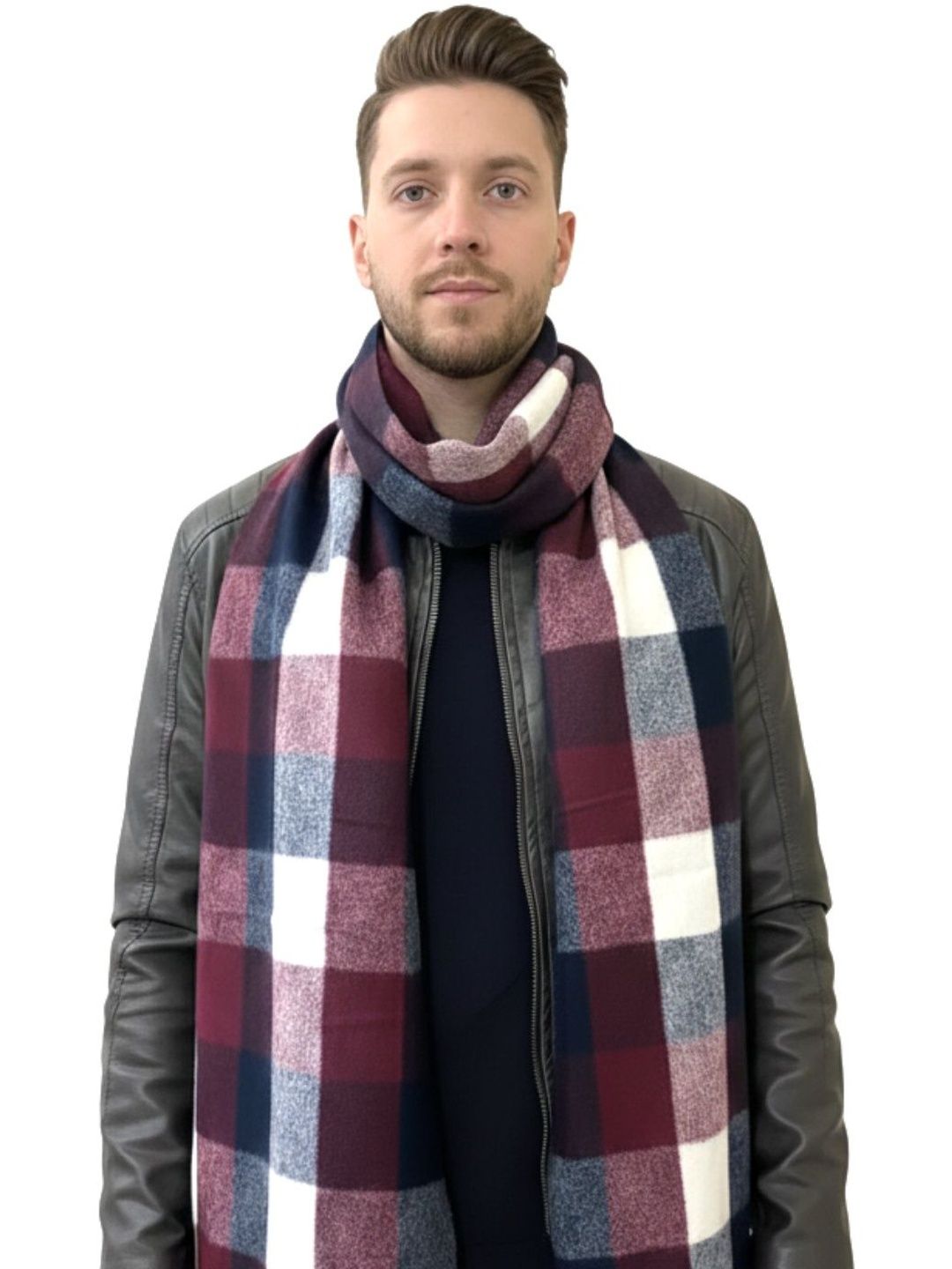 Amoldo Men Checked Warm & Comfortable Merino Wool Mufflers-image-13