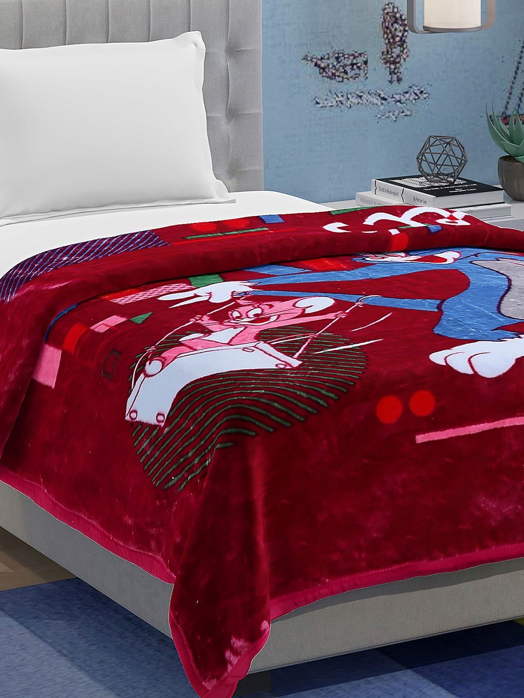 Monte Carlo Blue & Maroon Cartoon Characters 600 GSM Blanket-image-40
