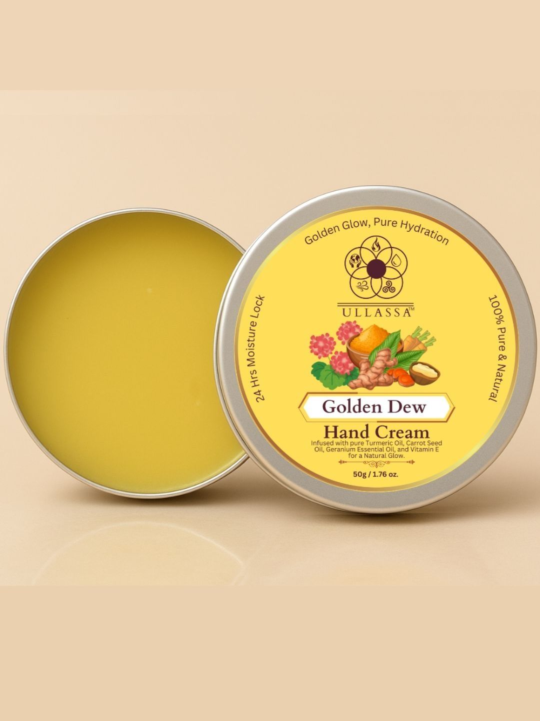 ULLASSA Turmeric Shea Butter Soft & Glowing Skin Golden Dew Hand & Nail Cream-image-30