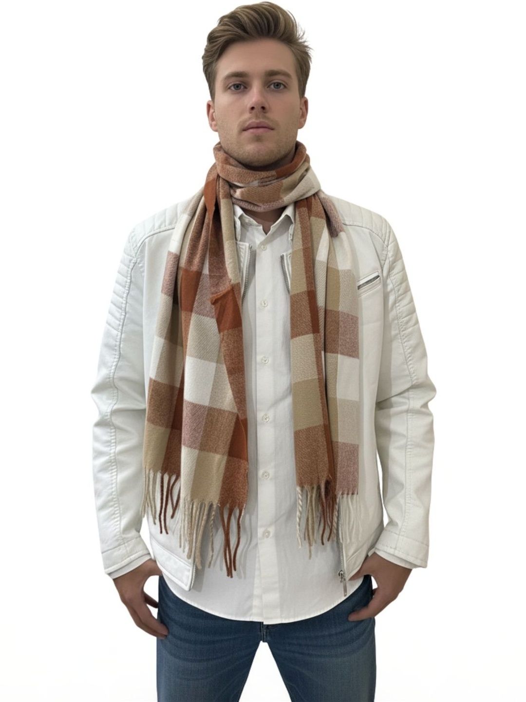 Amoldo Men Checked Warm & Comfortable Merino Wool Mufflers-image-5