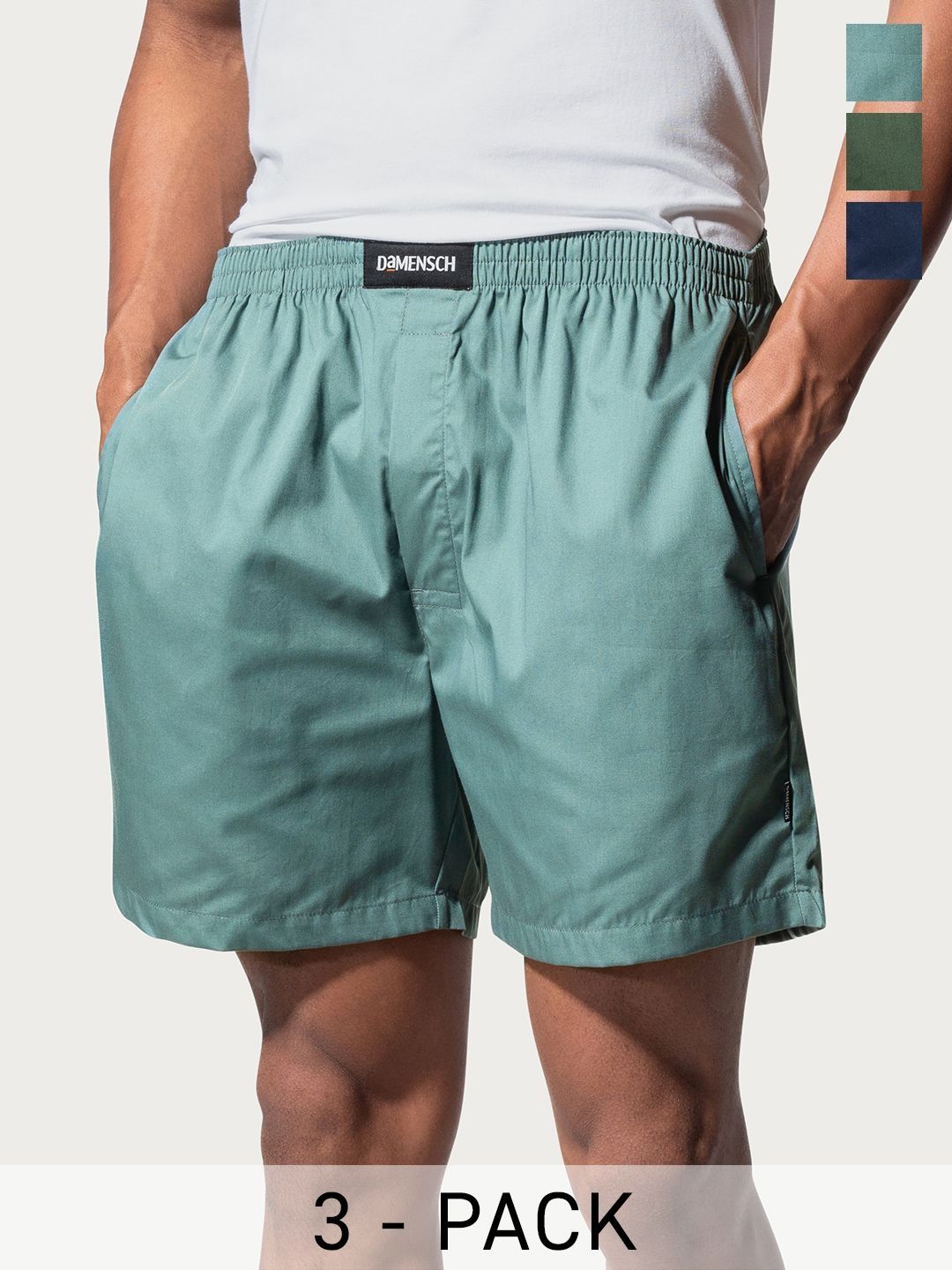 DAMENSCH Pack Of 3 Pure Cotton Mid-Rise Boxers-picture-30