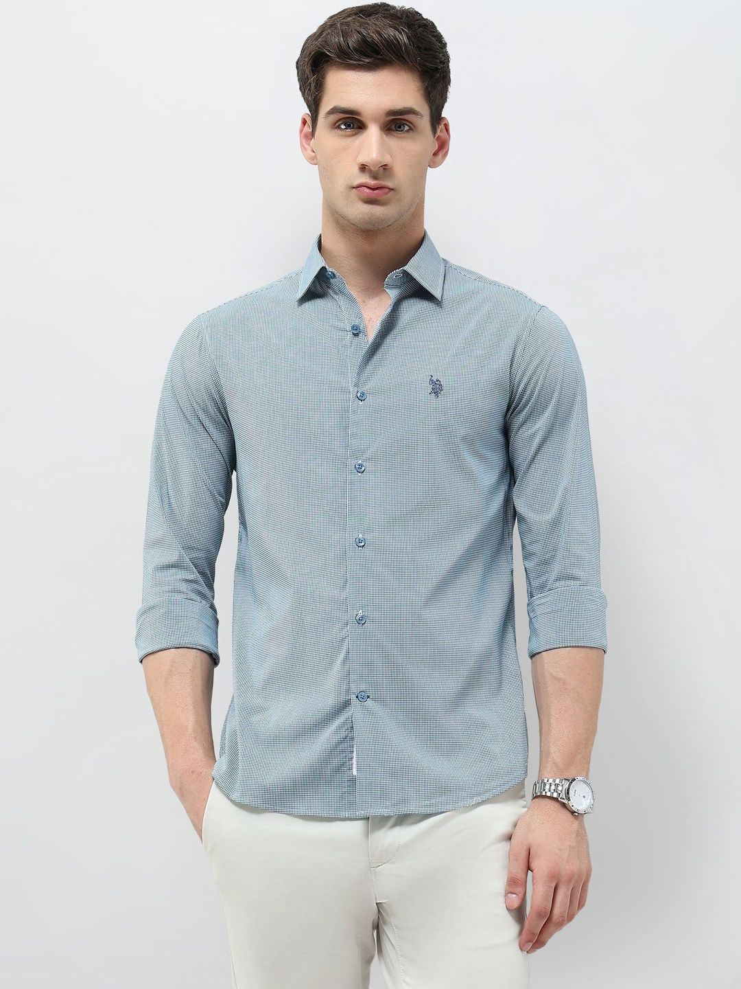 U.S. Polo Assn. Men Micro Checks Checked Casual Shirt-picture-20