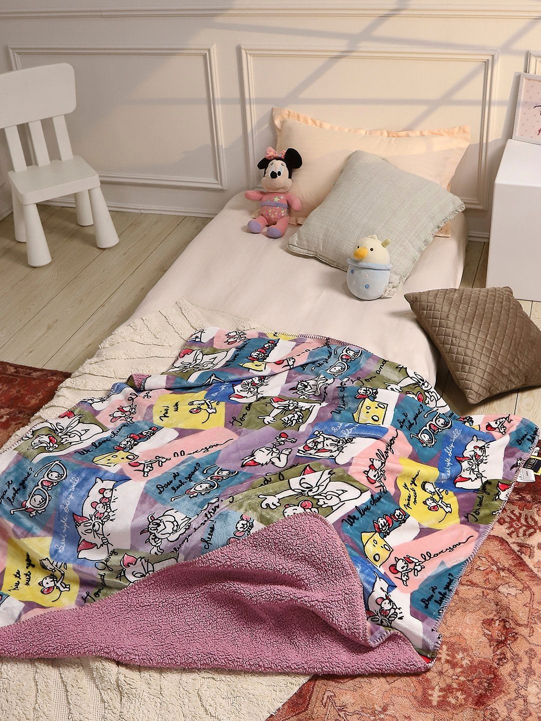 Monte Carlo Blue & Multicoloured Cartoon Characters 553 GSM Blanket-image-23