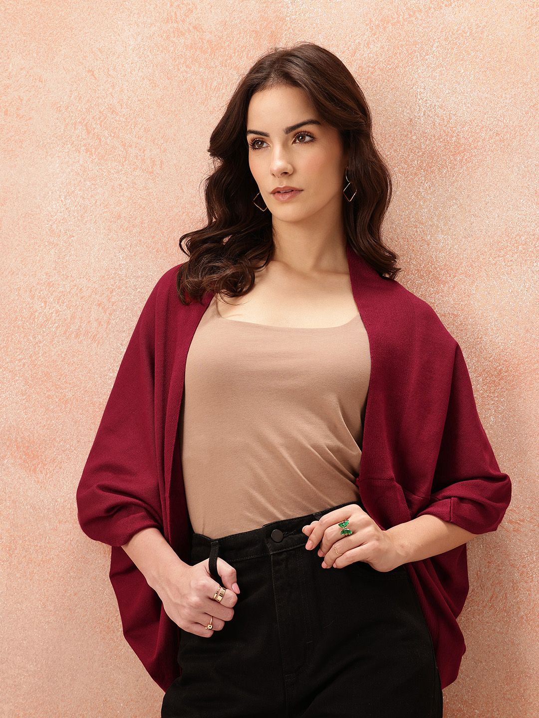 all about you Collarless Front-Open Acrylic Shrug