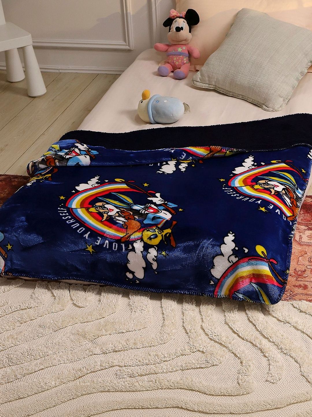 Monte Carlo Navy Blue & Navy Blue Cartoon Characters 553 GSM Blanket-picture-18
