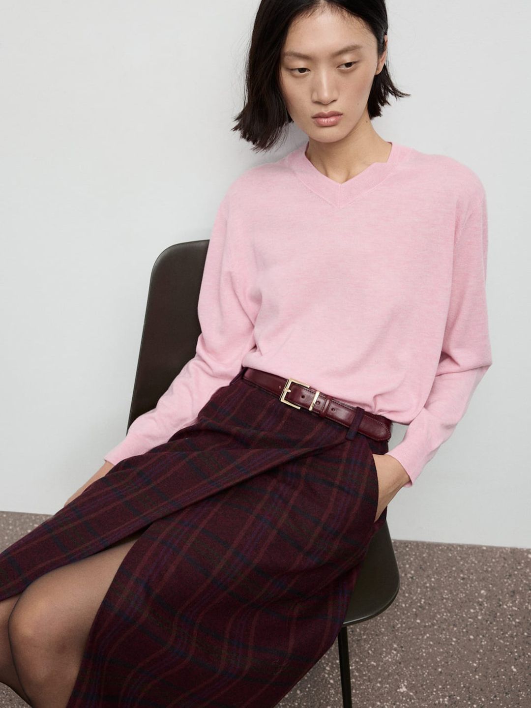 MANGO V-Neck Knitted Pullover-picture-29