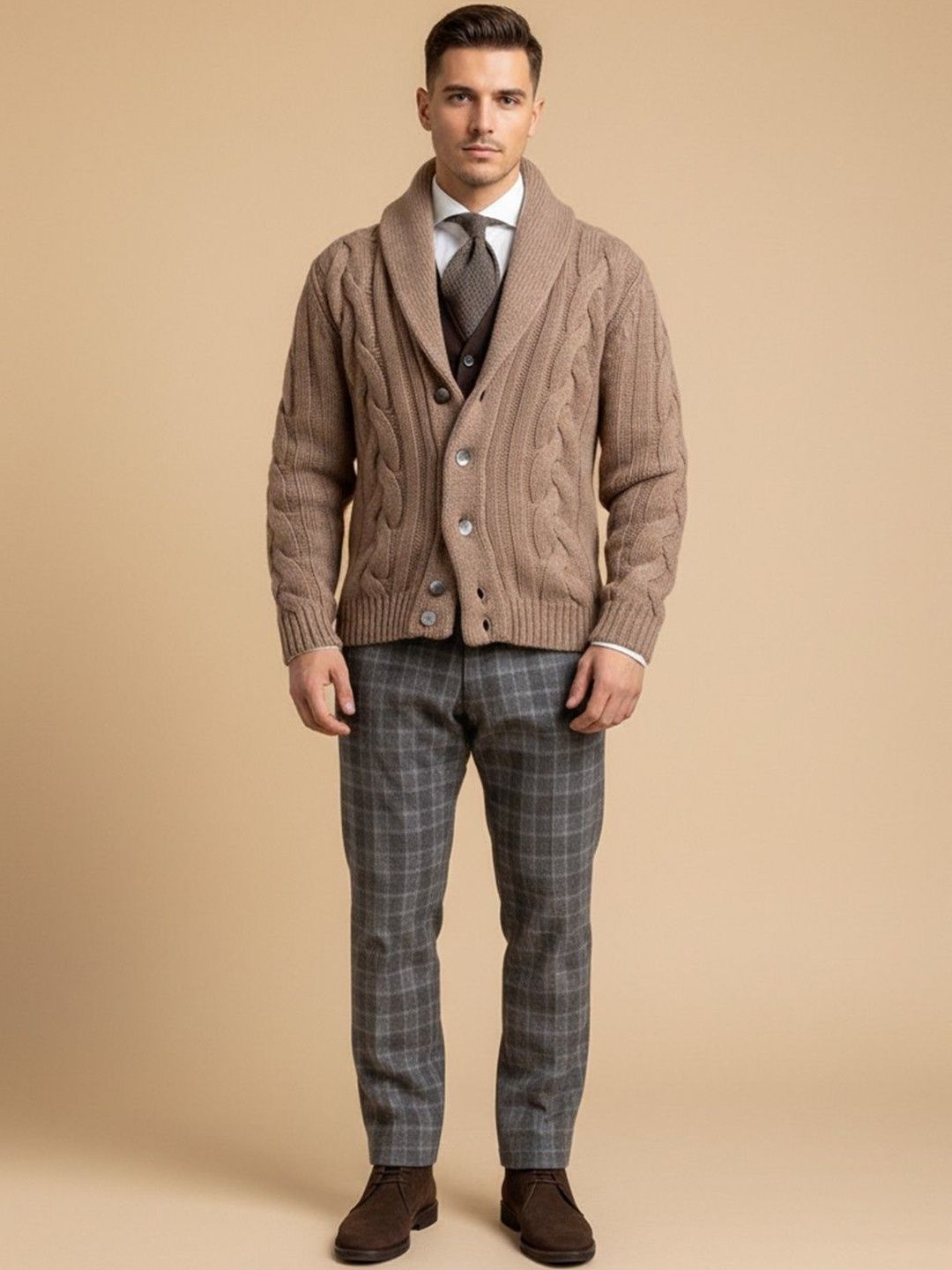 Mast & Harbour Men Cable Knit Cardigan-picture-41