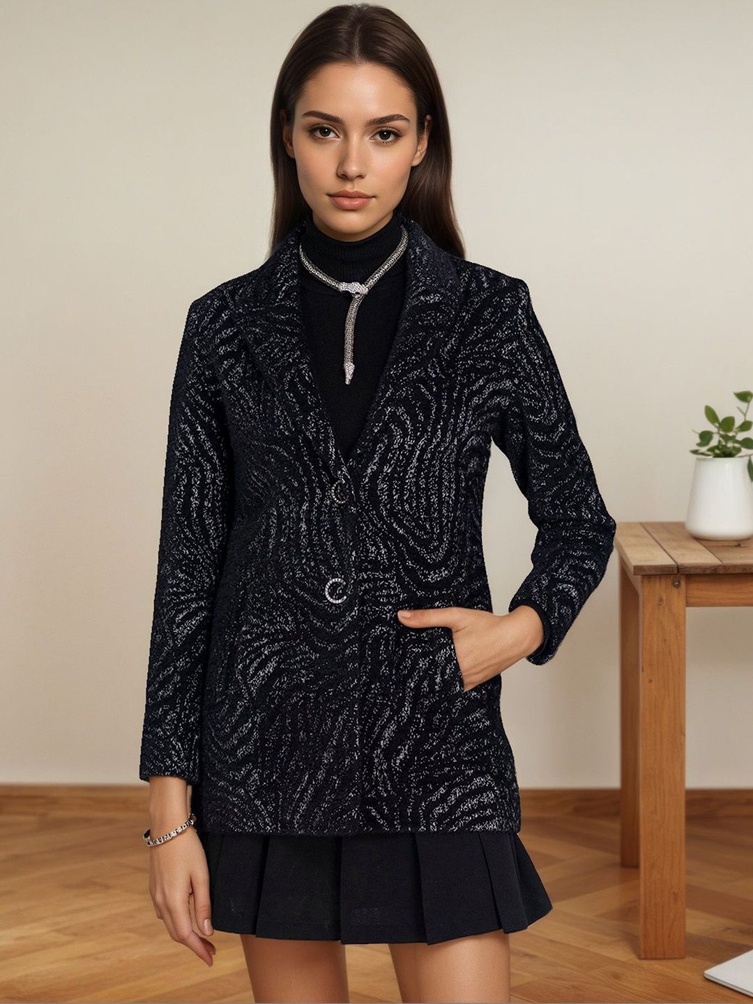 Mast & Harbour Self Design Notched Lapel Overcoat-picture-37