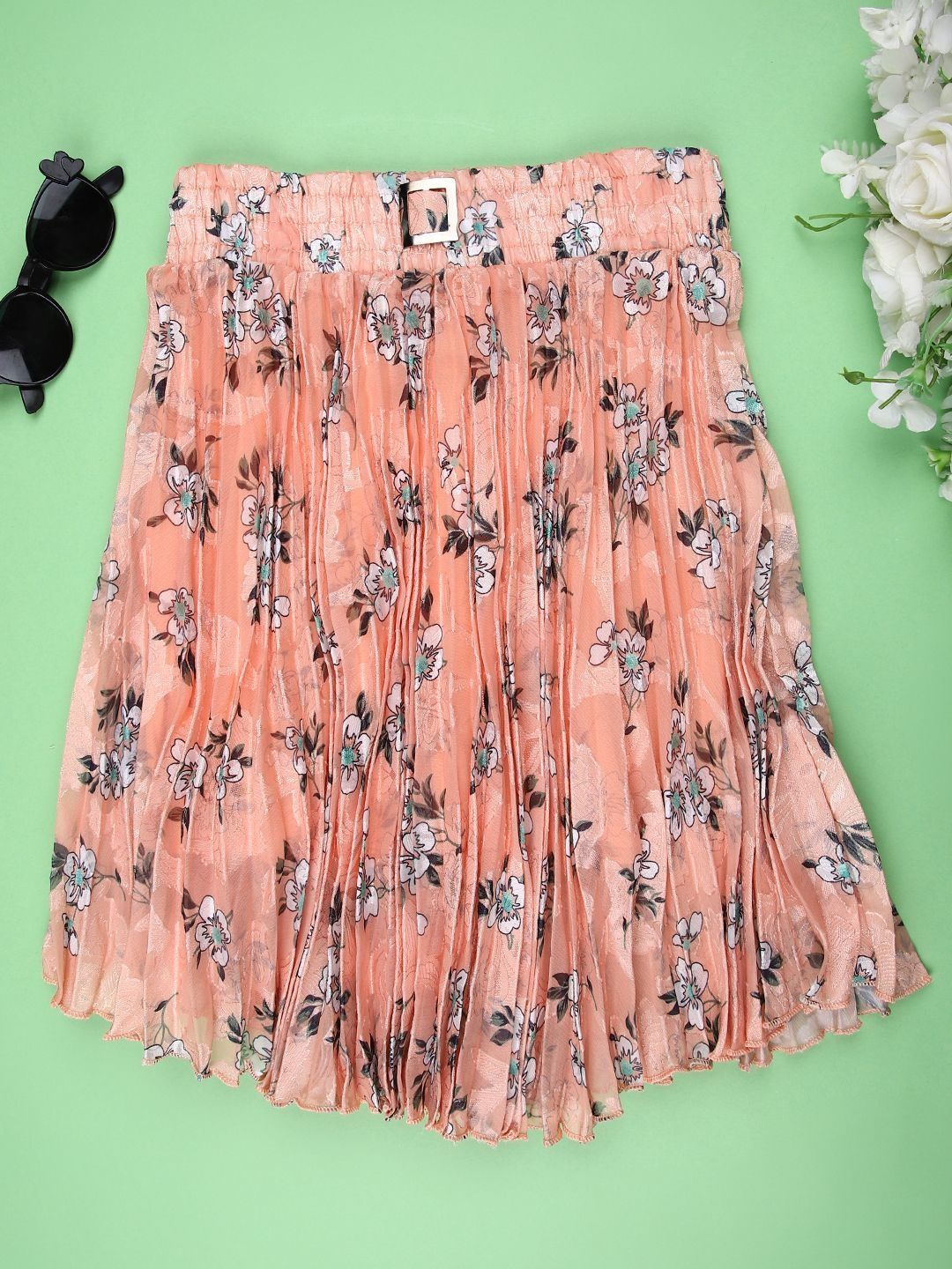 V-Mart Girls Printed Knee Length Flared Skirts-picture-45