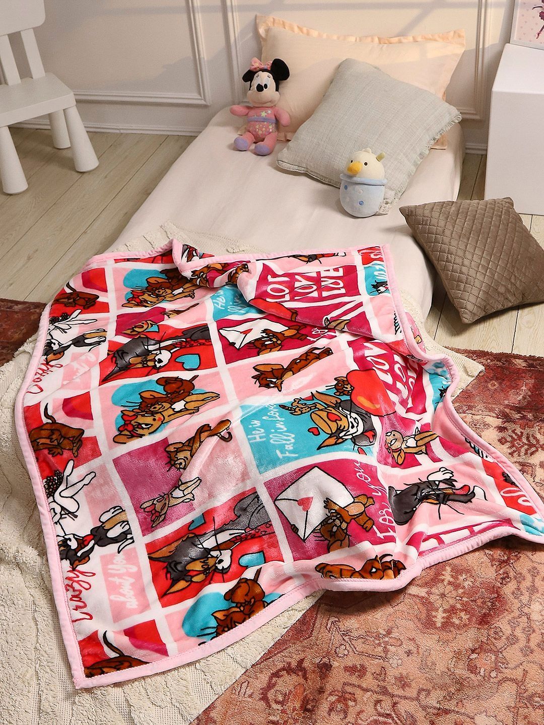 Monte Carlo Pink & Pink Cartoon Characters 600 GSM Blanket-image-33