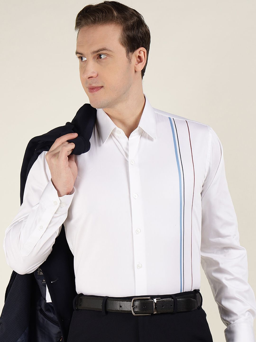 Hancock Men Placement Striped Slim Fit Pure Cotton Forrmal Shirt-picture-32