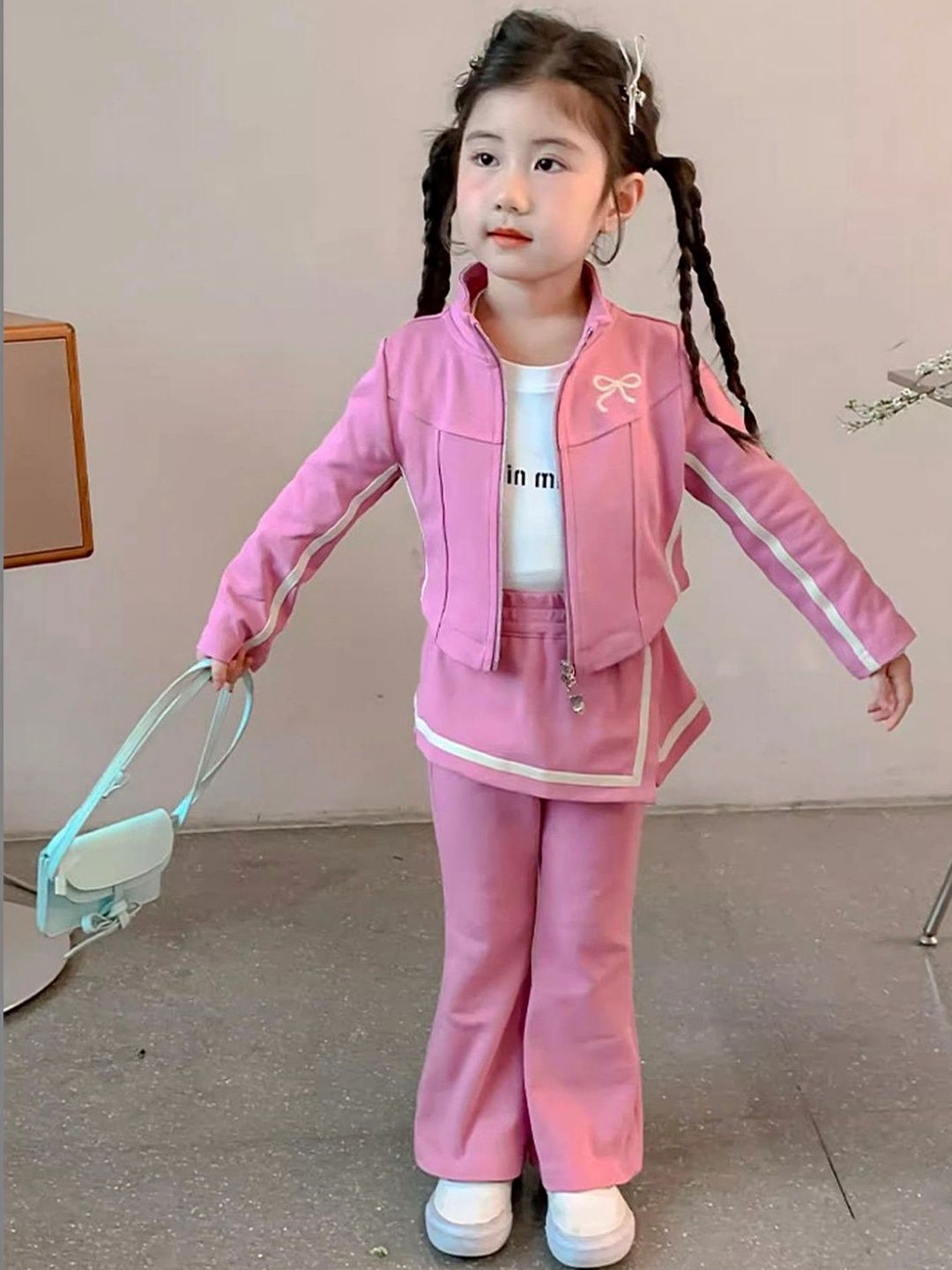 LULU & SKY Girls T-shirt and Shirt with Trousers-image-42