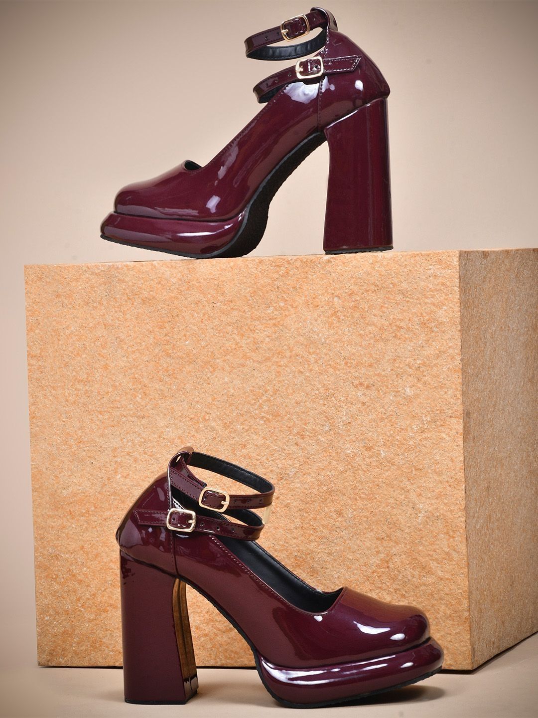 Froh Feet Party Block Pumps with Buckles-picture-57