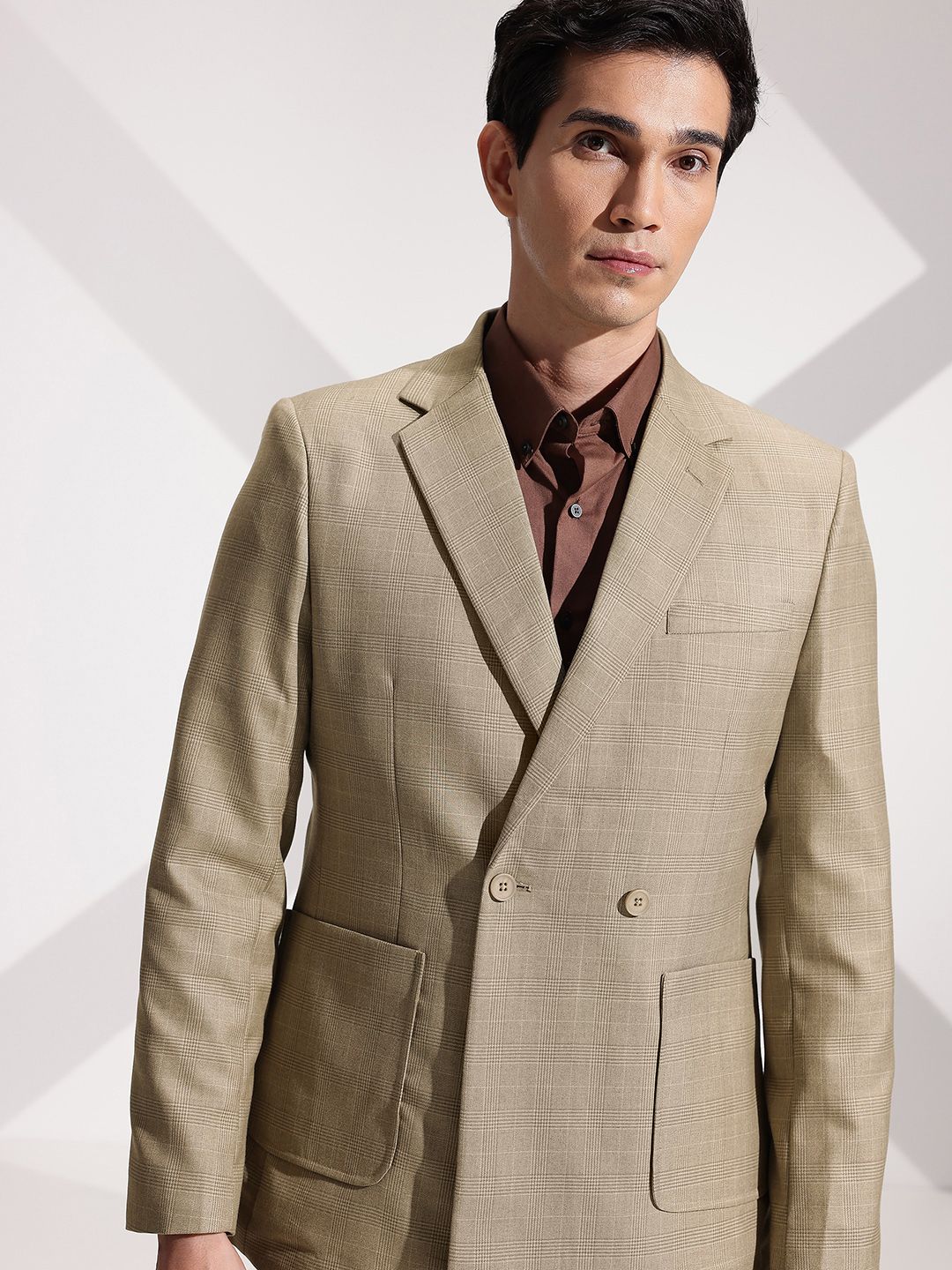 INVICTUS Checked Slim Fit Notched Lapel Single Breasted Formal Blazer-picture-30