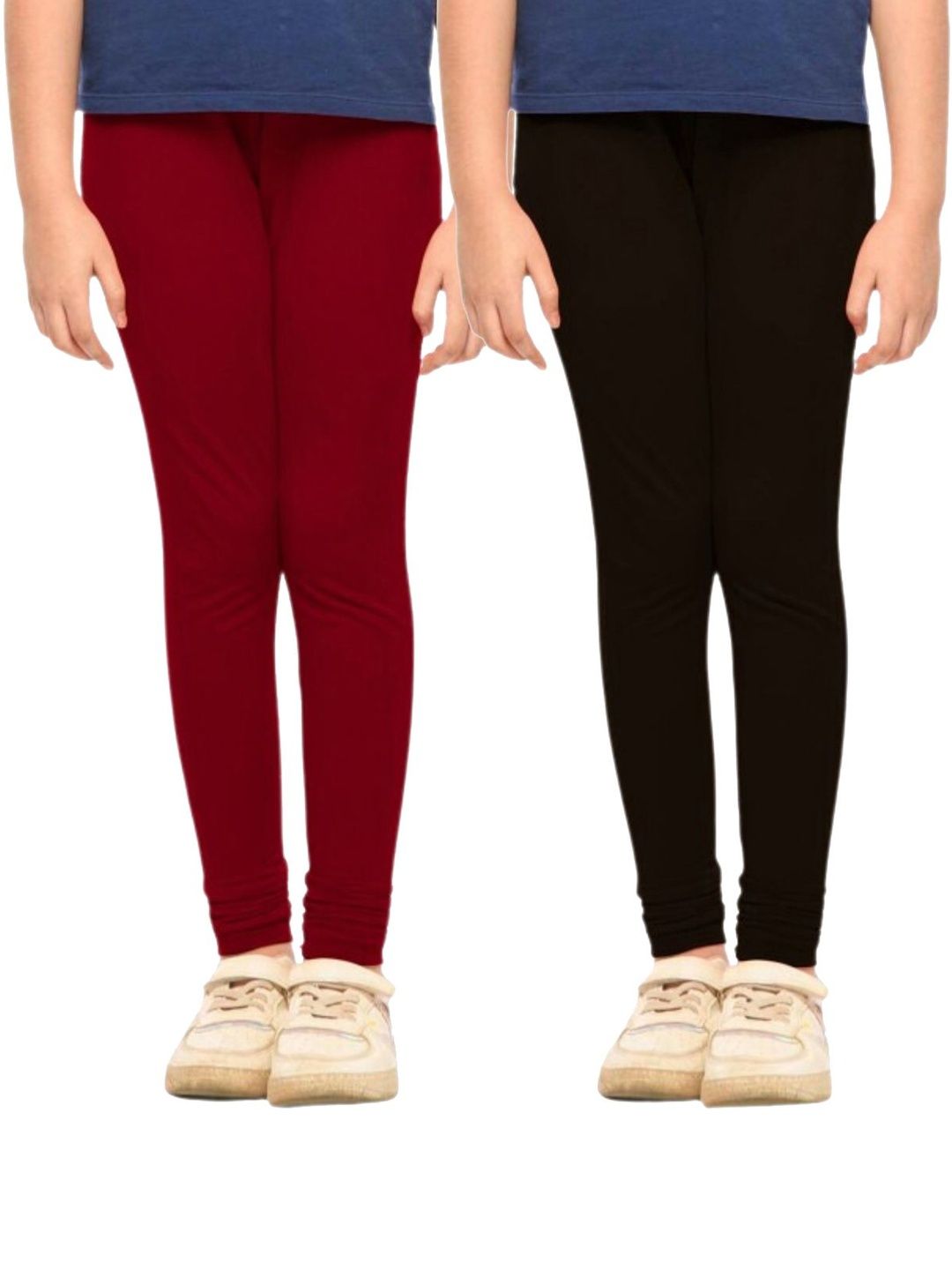 YK Girls Pack Of 2 Cotton Churidar Length Leggings-picture-51