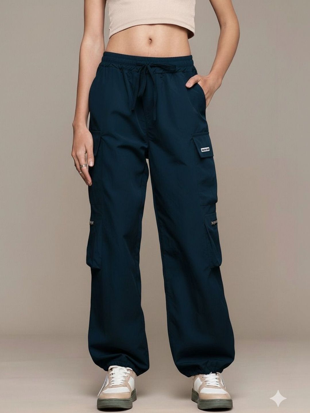 ORIEX THE ORIGINAL FASHION Women Relaxed Straight Leg Loose Fit High-Rise Easy Wash Cargos Trousers-picture-35