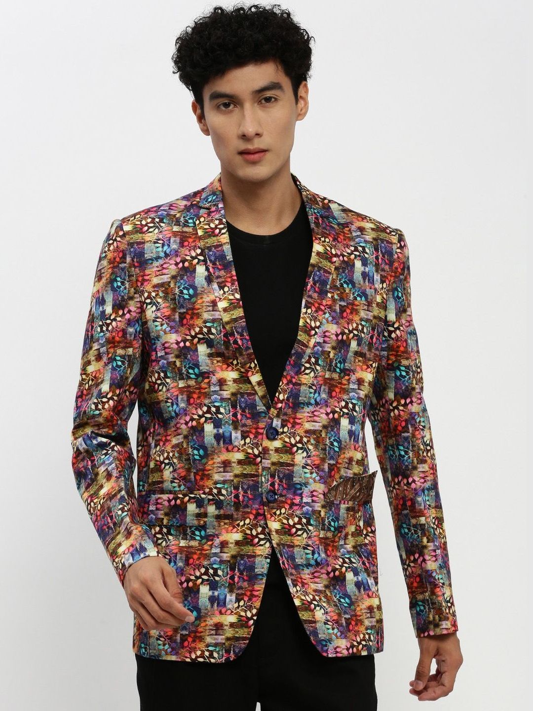 SHOWOFFFF Printed Notched Lapel Long Sleeves Single-Breasted Blazers-image-16