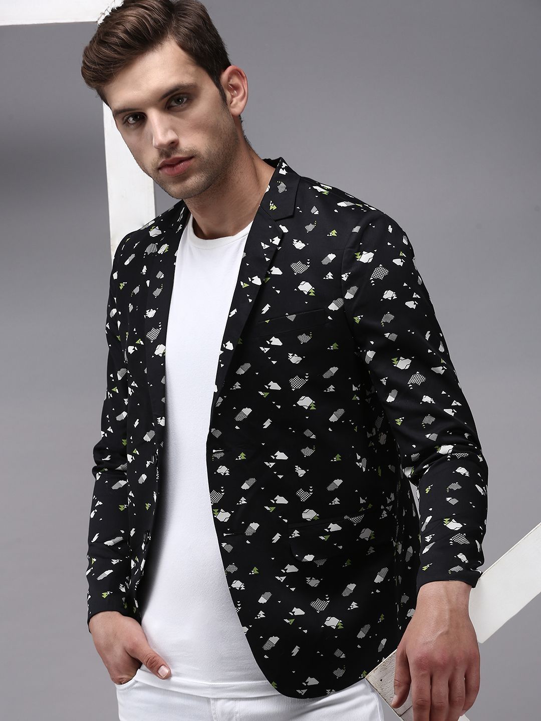 SHOWOFFFF Printed Slim-Fit Single Breasted Blazer-picture-35