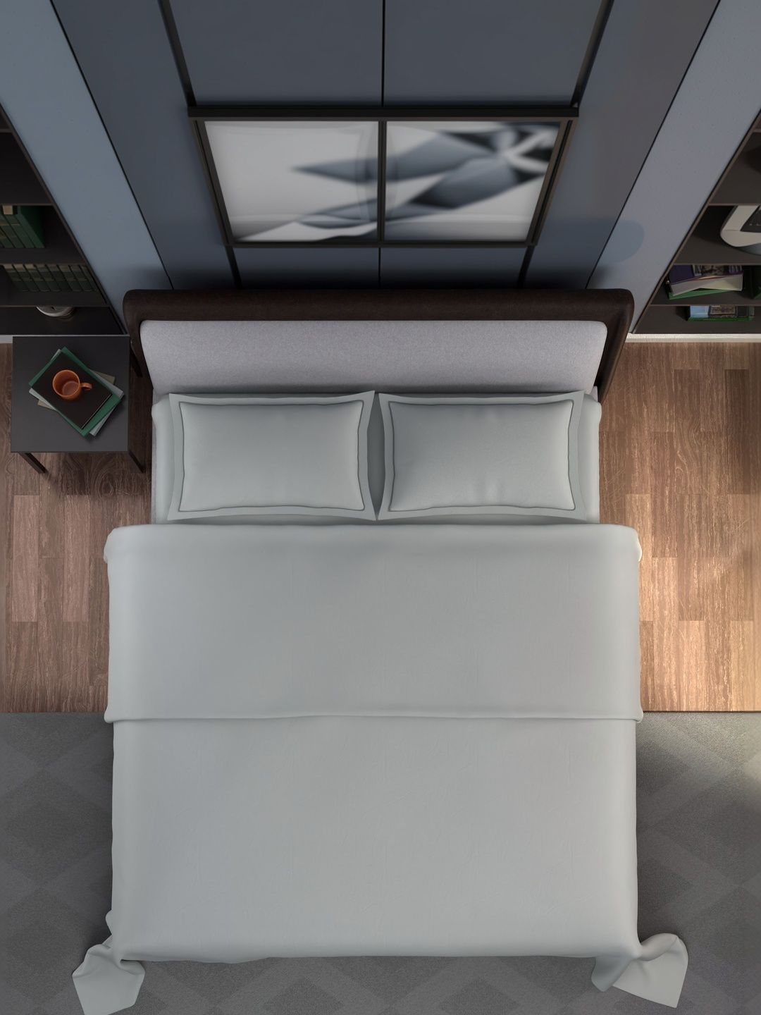 Synergized Cotton Grey 300 TC King Bedsheet with 2 Pillow Covers-picture-16