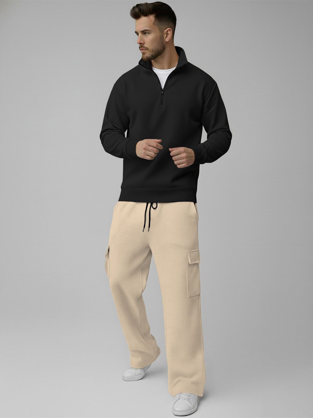 TRIPR Mock Collar Long Sleeves Sweatshirt With Cargo Trouser-picture-32