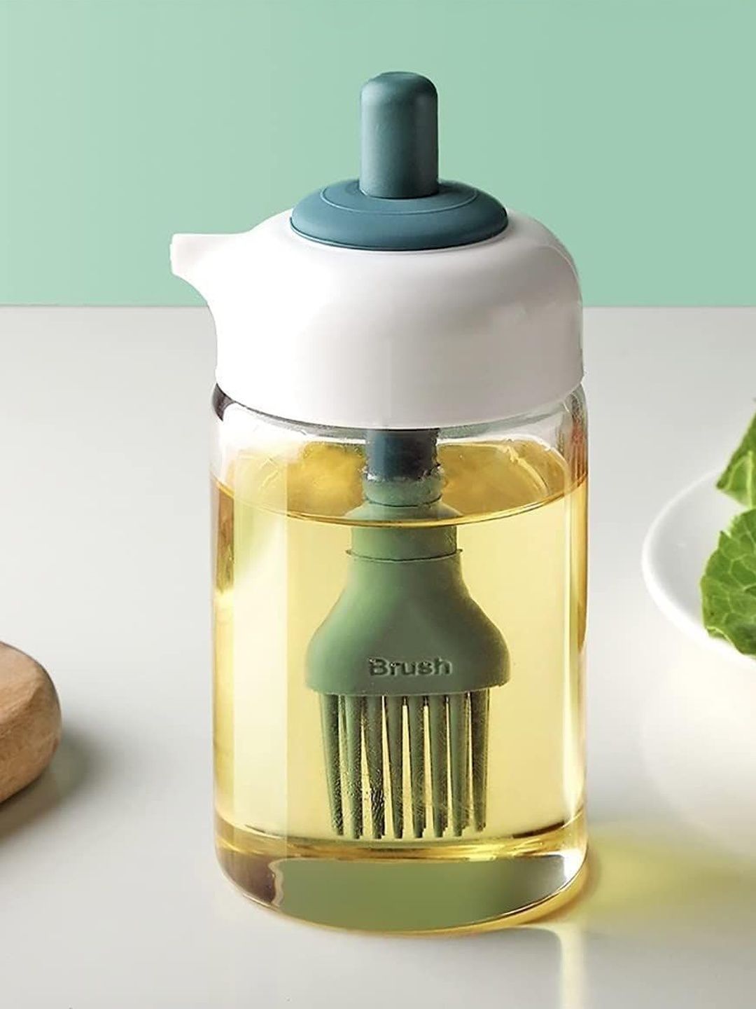 Virtuous Transparent Glass Easy to Clean 2 in 1 Oil Dispenser with Brush 230ml-image-20