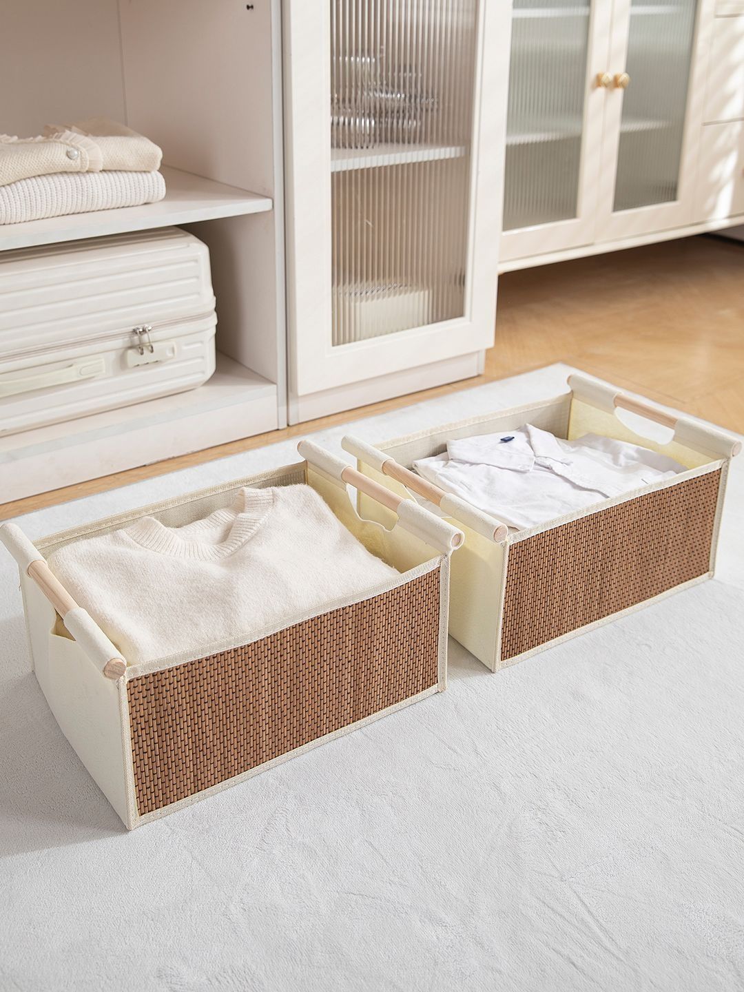 HOKIPO Beige Set of 2 Regular Multi-Utility Organisers-picture-37