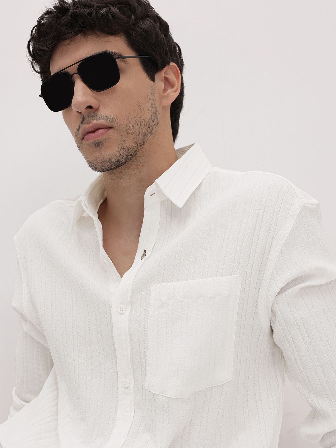 The Roadster Life Co. Self Striped Textured Pure Cotton Casual Shirt-picture-34