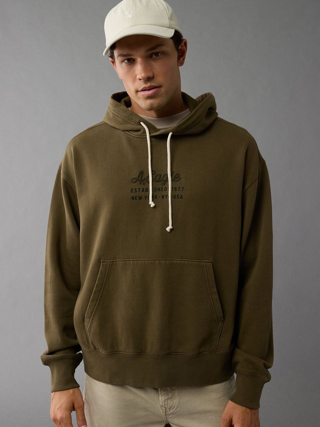 AMERICAN EAGLE OUTFITTERS Men Printed Hooded Pullover Sweatshirt-picture-44