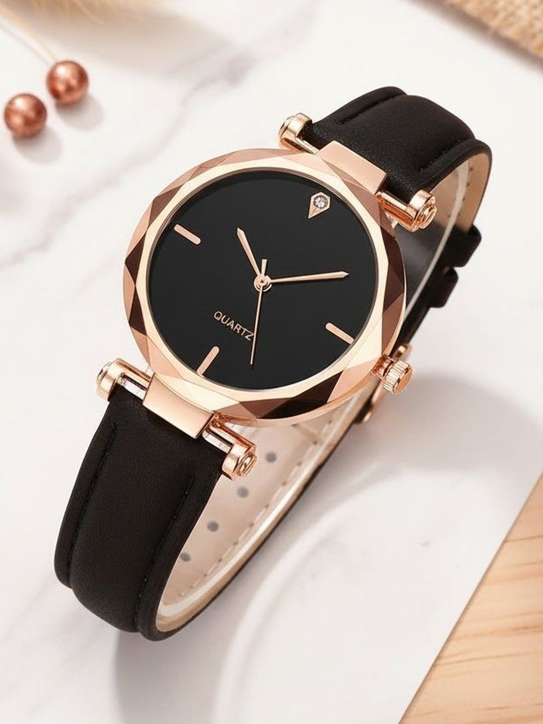 Moover Women Patterned Dial & Leather Bracelet Style Straps Analogue Automatic Watch 4pointLTR-BLK-J1-image-20