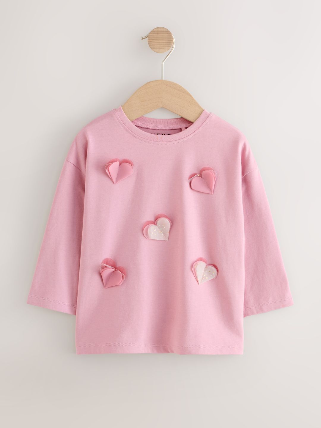 NEXT Girls Drop-Shoulder Sleeves Pure Cotton Applique T-shirt