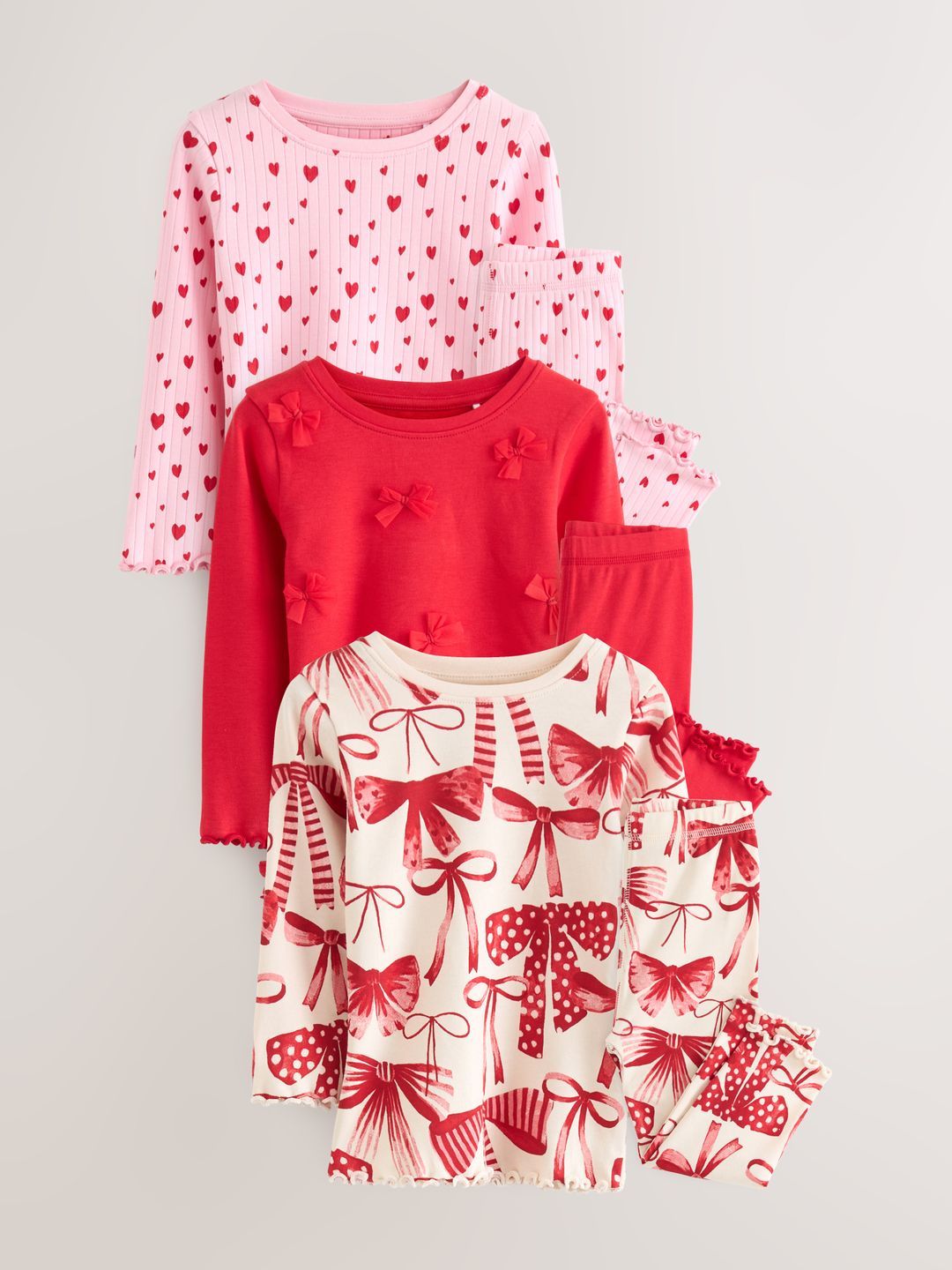 NEXT Girls Pack Of 3 Printed Pure Cotton Night suit