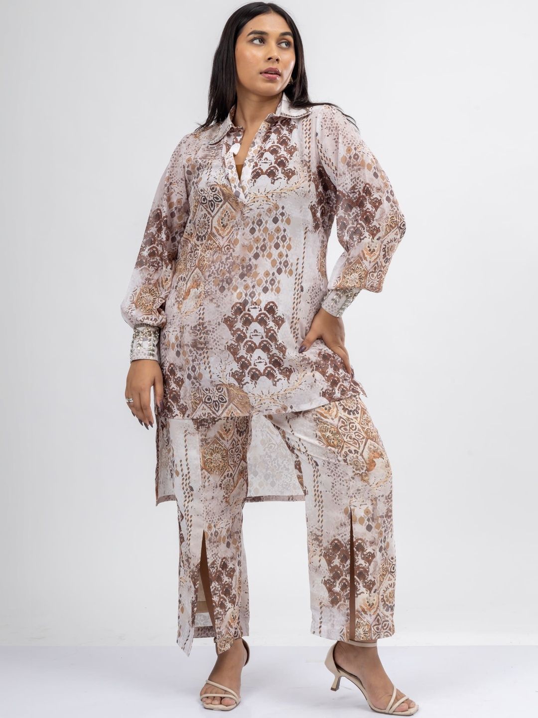 Mamicha Printed Shirt Collar Tunic & Trousers Co-Ords-picture-35
