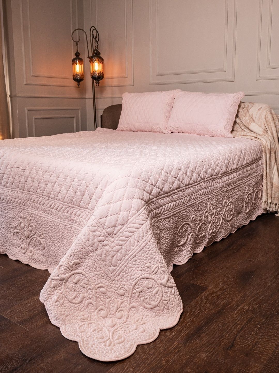 Ammorada Pink King Bedsheet with 2 Pillow Covers-image-43