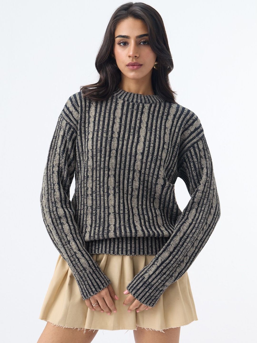The Souled Store Women Cable Knit Pullover-picture-43
