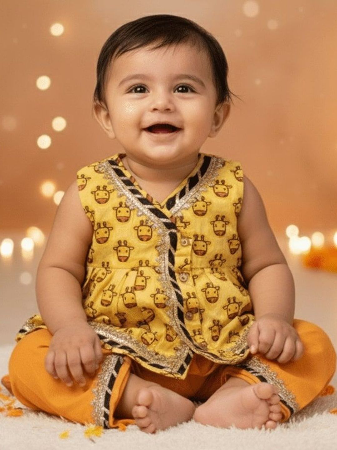 BownBee Girls Printed Cotton Top With Dhoti Pants Clothing Set-picture-36