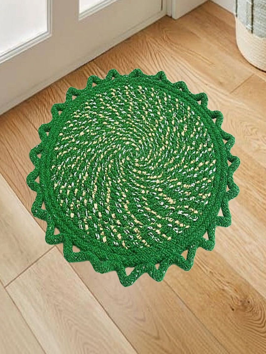 vstucart Green Spiral Cotton Reversible Round Doormat-picture-41