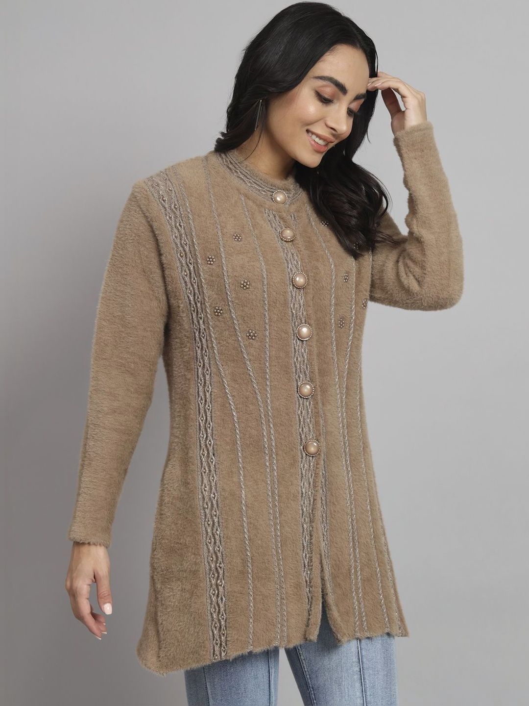 eKools Women Embroidered Woollen Longline Cardigan-picture-14