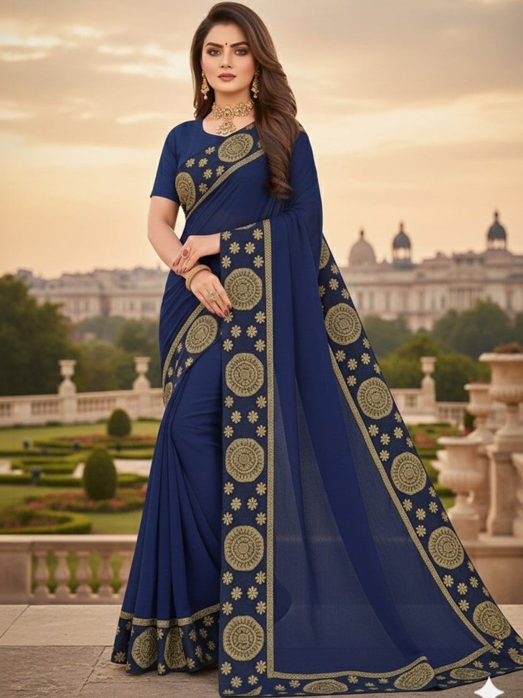 Moda Rapido Embellished Embroidered Poly Georgette Saree-picture-19