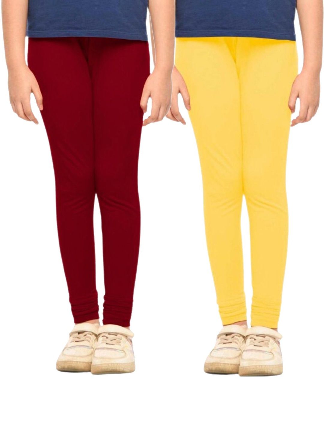 YK Girls Pack of 2 Cotton Churidar Length Leggings-picture-26