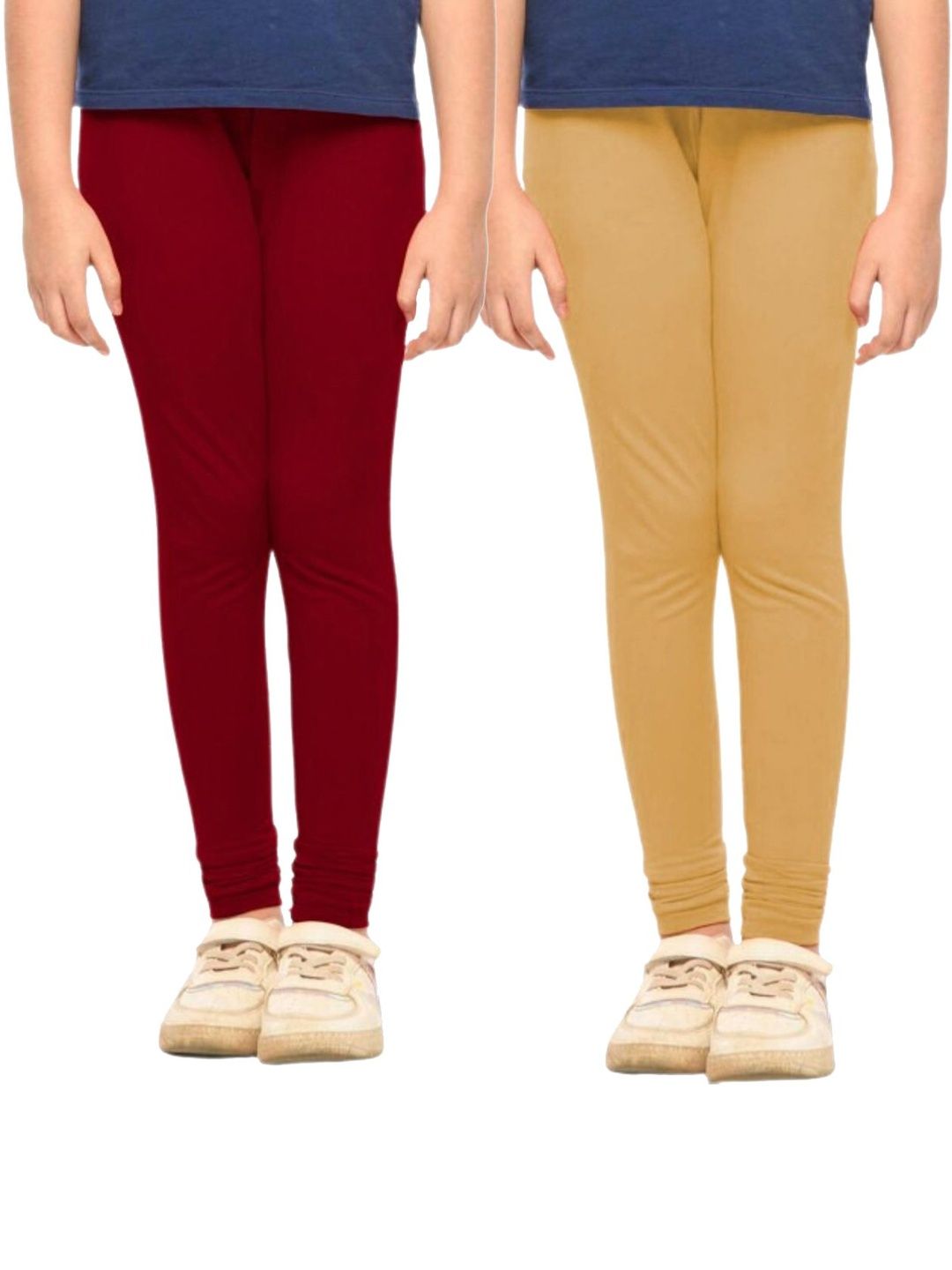 YK Girls Pack of 2 Cotton Churidar Length Leggings-picture-17