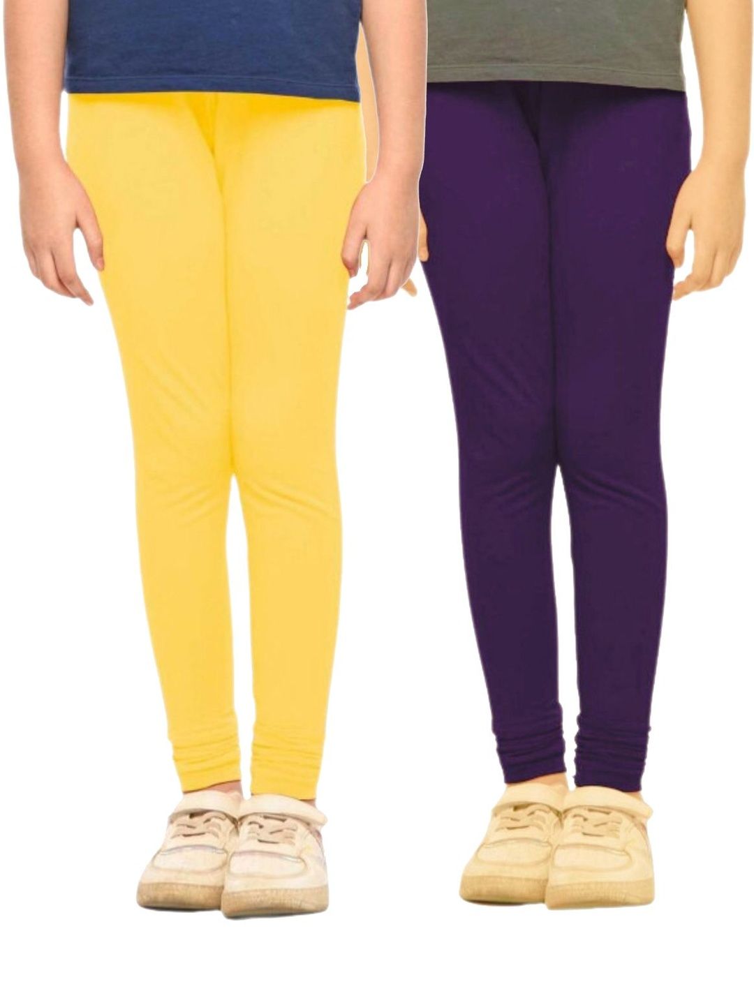 YK Girls Pack Of 2 Cotton Churidar Length Leggings-picture-18