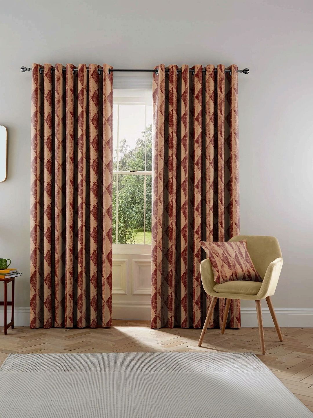 Nefertiti Home Maroon Set of 2 Black Out Door Curtain-image-34