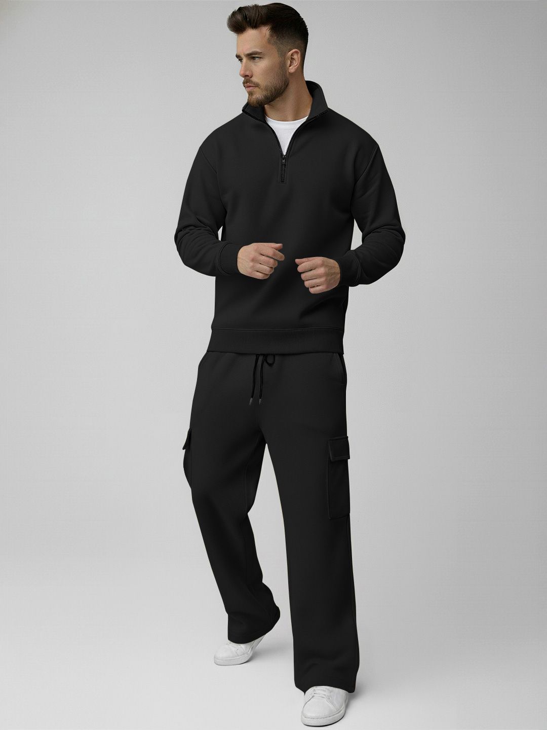 TRIPR Mock Collar Long Sleeves Sweatshirt With Cargo Trouser-picture-35
