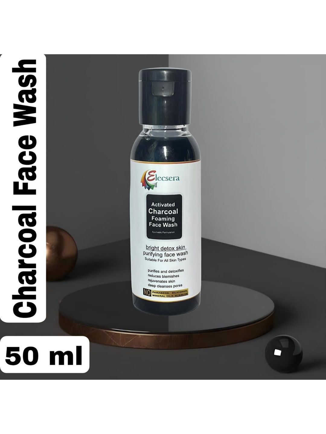 Elecsera Activated Charcoal Foaming Face Wash For Skin Brightening - 50 ml-picture-12
