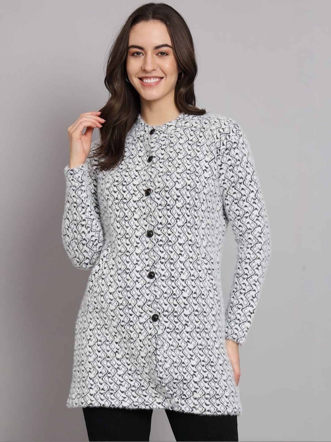 eKools Self Design Woollen Longline Cardigan-picture-23