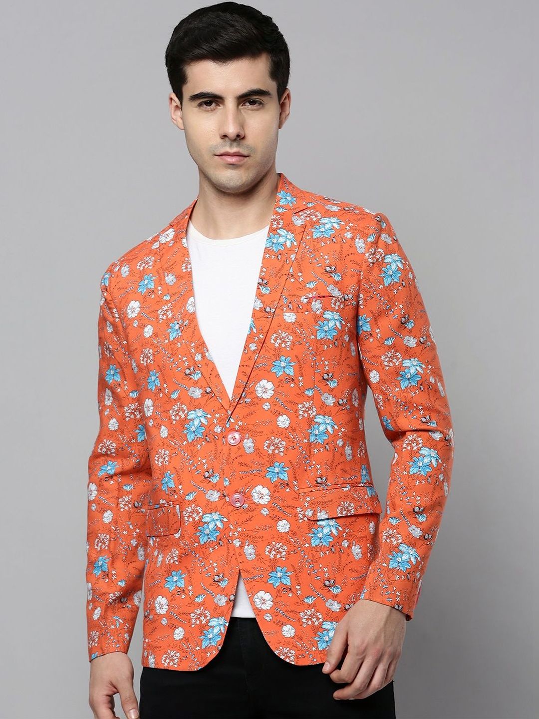 SHOWOFFFF Printed Slim Fit Single-Breasted Blazer-image-31