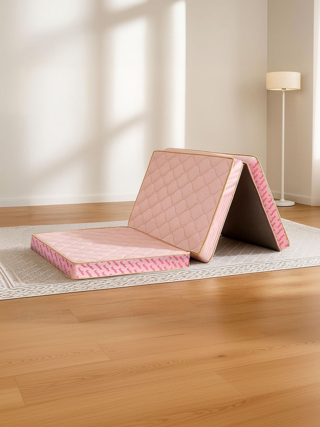 Kurl on Aaram Pink Quilted Tri-Fold Medium-Firm Travel Single Mattress-picture-44
